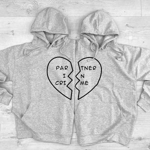Best Friend Hoodies Best Friend Hoodie Best Friend Gift Best Friends Shirts 2 x Partner In Crime Heart Hoody Twin Pack image 3