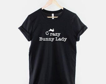 Rabbit Shirt: Ring Spun Cotton Tee, Soft Bunny Print, Unisex Sizes