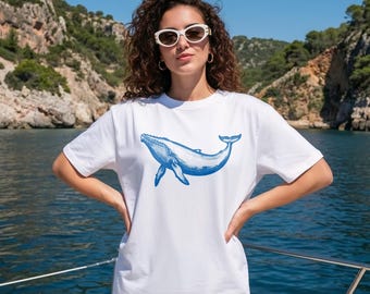 Whale T-Shirt, Nautical Graphic Tee, Ocean Animal Shirt, Marine Life T-Shirt, Sea Lover Gift