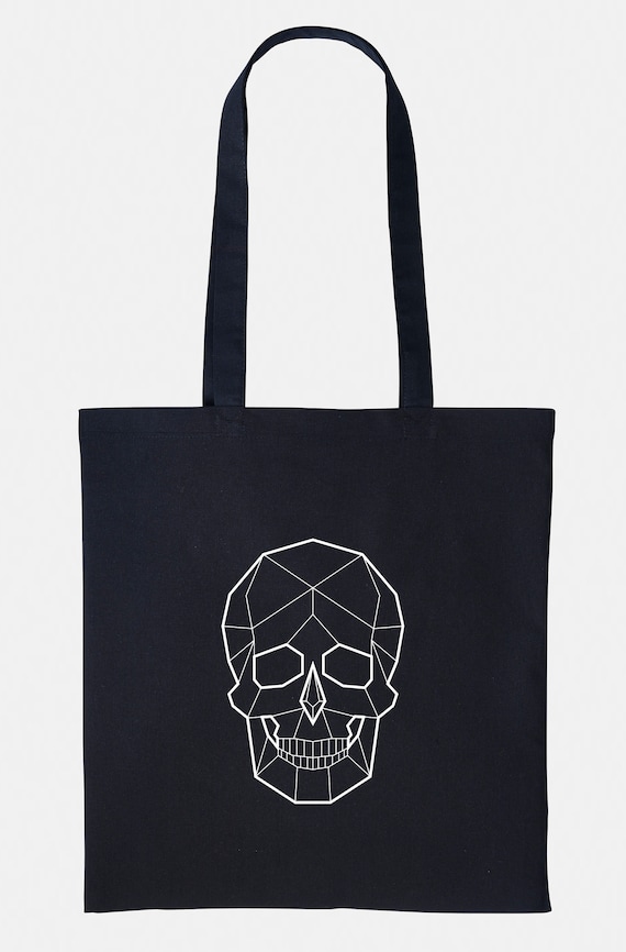 Skull Tote Bag: Geometric Design - Cotton Canvas, Reusable