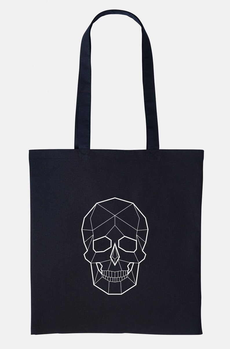 Geometric Skull Tote Bag Reusable Market Grocery Shopping Bag