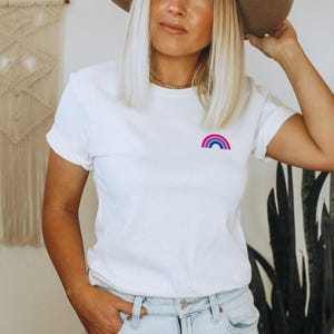 Bisexual Pride Shirt Minimalist Design: Bi Flag Colors, LGBT Pride (Unisex XS-6XL, Durable Print) image 3