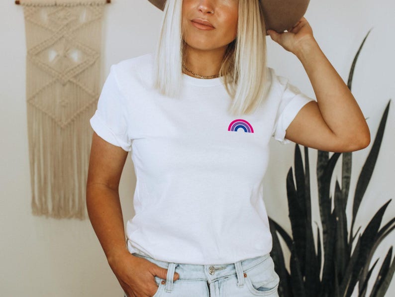 Bisexual Pride Shirt Minimalist Design: Bi Flag Colors, LGBT Pride (Unisex XS-6XL, Durable Print) image 3