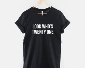 Shirt 21e verjaardag, uniseks ringgesponnen katoenen T-shirt, zacht aanvoelend ontwerp