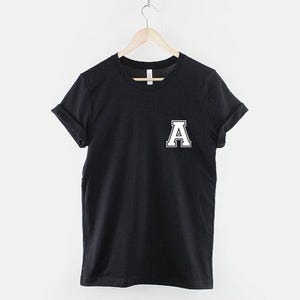 T-shirt universitaire personnalisé à lettres : t-shirt avec initiales personnalisées, chemise en coton de style universitaire