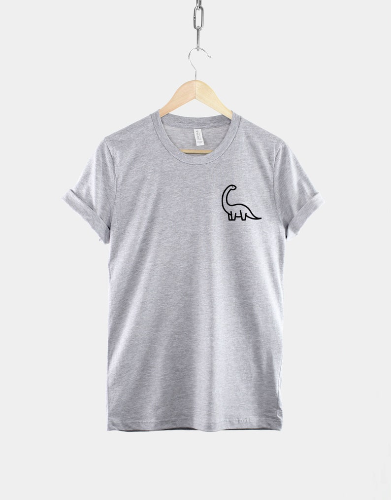 Dinosaur T-Shirt Cartoon Dinosaur Shirt T-Rex Pocket Print Shirt Tyrannosaurus Rex Shirt Triceratops T-Shirt Diplodocus TShirt image 5