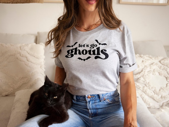 Retro Halloween T-Shirt, Lets Go Ghouls Pun Design, Soft Cotton (Unisex S-6XL)