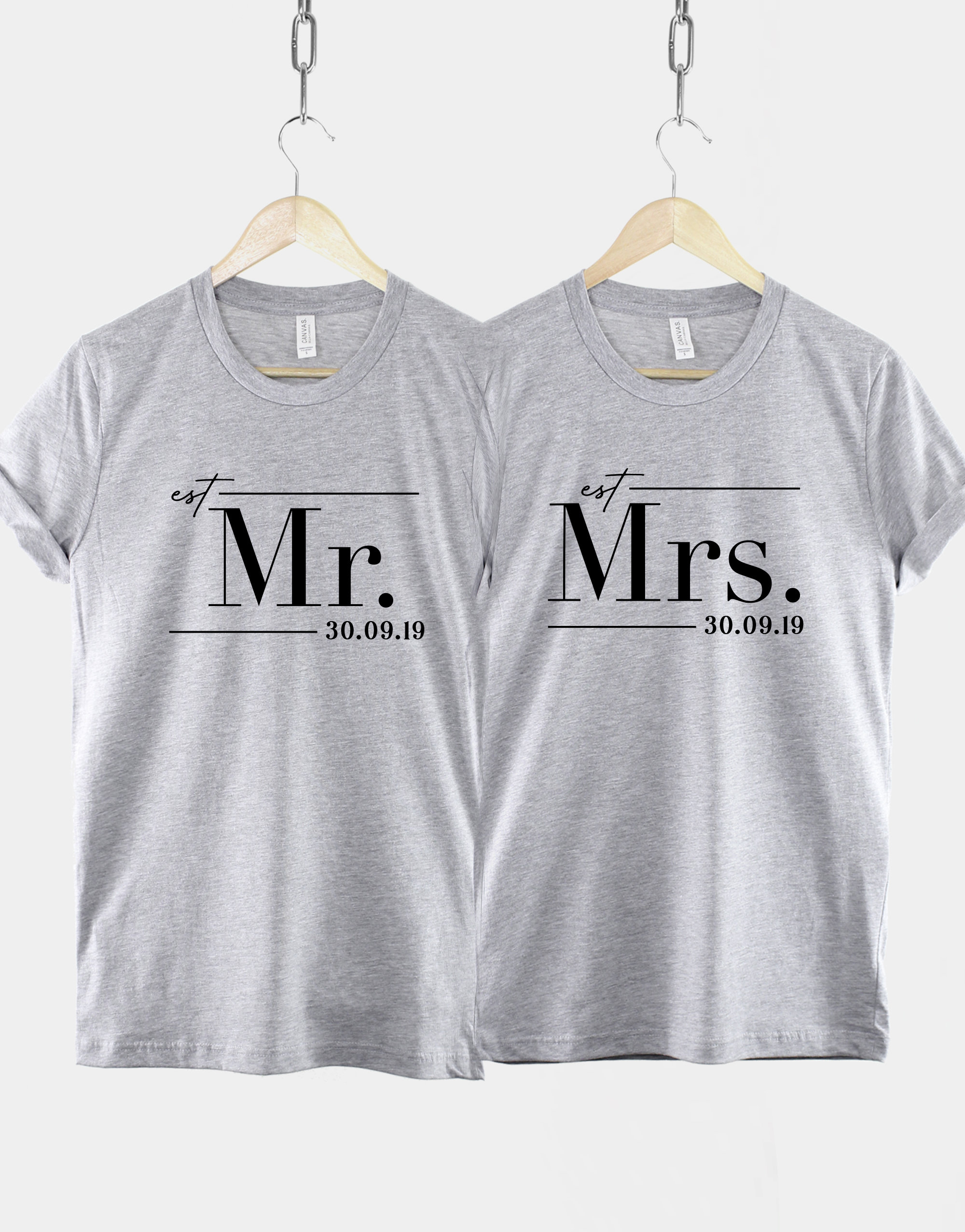 Personalized Mr and Mrs T-shirts, Matching Couple Shirts, Wedding