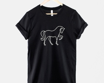 Pferde T-Shirt: Minimalistische Pferdesilhouette, weiche Baumwolle (Unisex Größen XS-6XL, Casual)