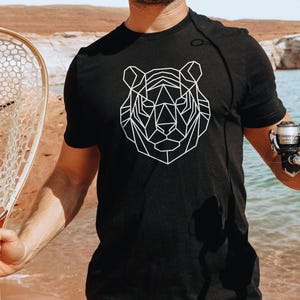 Geometric Tiger T-Shirt: Abstract Animal Print, Unisex Cotton Tee image 1