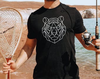 Geometric Tiger T-Shirt: Abstract Animal Print, Unisex Cotton Tee