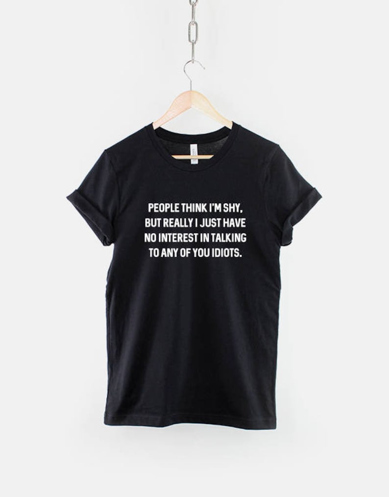 Introvert Tee Shirt: Funny Social Anxiety Humor, Ring Spun Cotton, Durable Print image 1