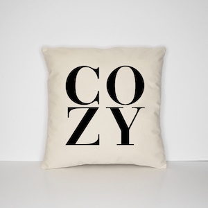 Cozy Typography Pillow Cover: Modern Print, Cotton Canvas