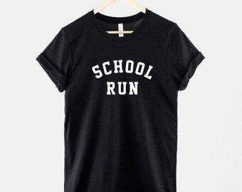 School Run T-Shirt Parent Tee, Soft Durable Print (Unisex XS-6XL, Ring Spun Cotton Fabric)