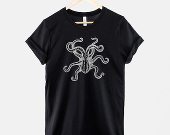 Octopus Shirt, Nautical Ocean T Shirt, Marine Conservation Graphic Tee, Gift for Sea Life Lover
