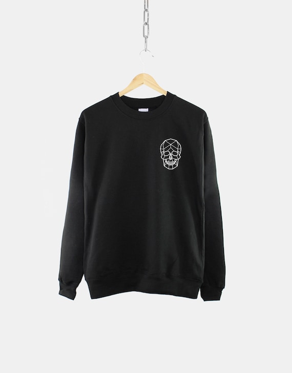 Geometric Skull Print Sweatshirt – Goth Aesthetic Clothing
