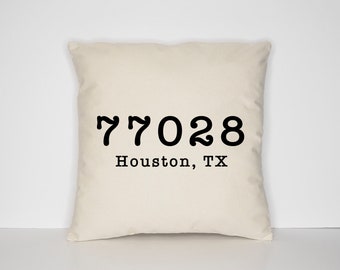 Personalized Zip Code Pillow Case - Custom Housewarming Gift