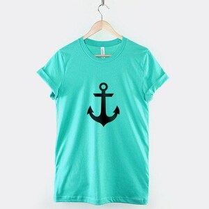 Mermaid T-Shirt - Nautical Anchor Pattern Turquoise Design - Soft Cotton, Long-Lasting Print, Unisex Wear image 1