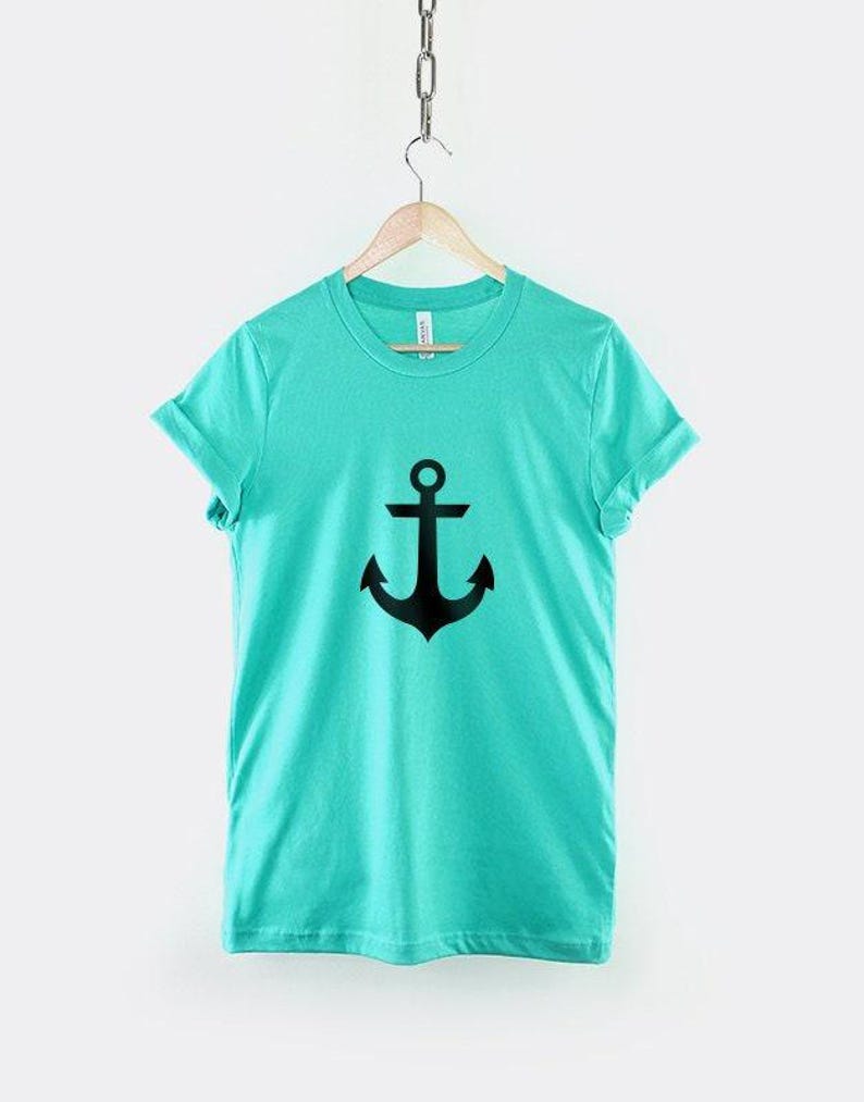 Mermaid T-Shirt - Nautical Anchor Pattern Turquoise Design - Soft Cotton, Long-Lasting Print, Unisex Wear image 1
