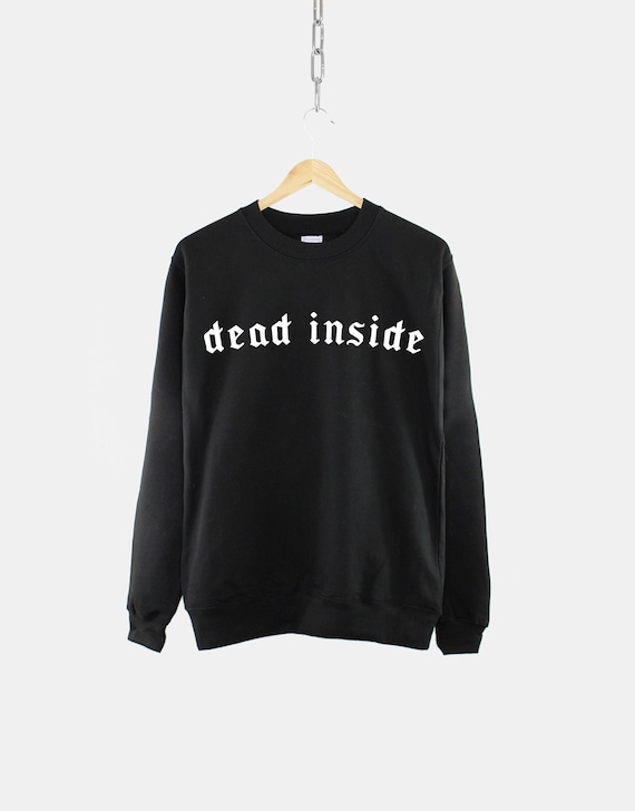 Dead Inside Goth Aesthetic Crew Neck Sweatshirt  Black Gothic Sweater