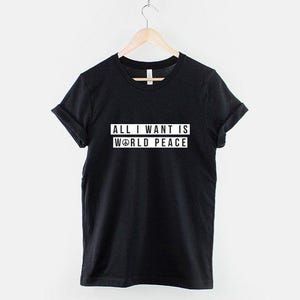 World Peace Shirt, Love Not War T Shirt, Hippie Peace Graphic Tee, Retro Festival Top image 1