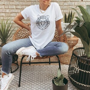 Geometric Tiger T-Shirt: Abstract Animal Print, Unisex Cotton Tee image 2