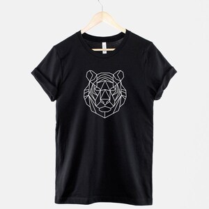 Geometric Tiger T-Shirt: Abstract Animal Print, Unisex Cotton Tee image 3