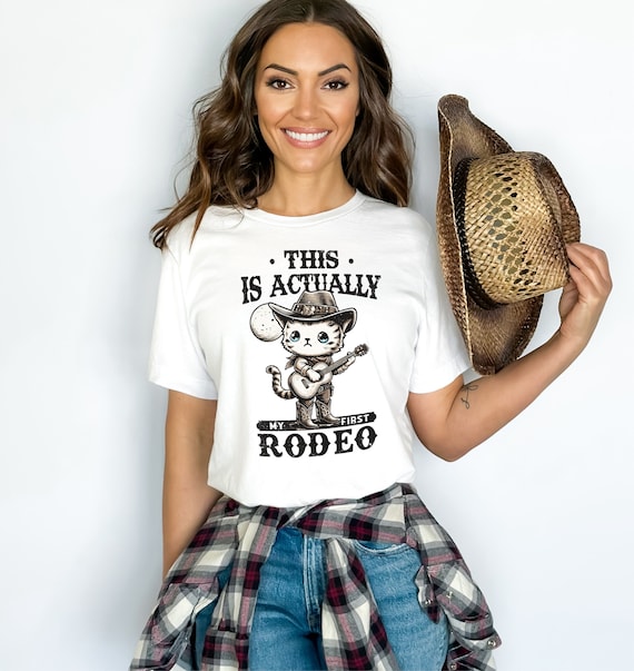 My First Rodeo Vintage Cat T-Shirt - Western Cowgirl Shirt, Country Music Inspired, Unisex Fit