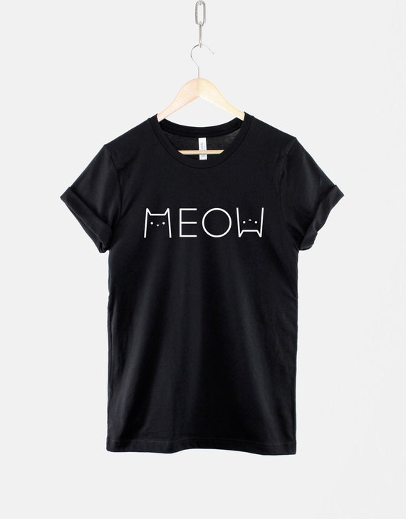Meow Cat T-Shirt – Soft Cotton Unisex Cat Lover Tee (Long-Lasting Print)