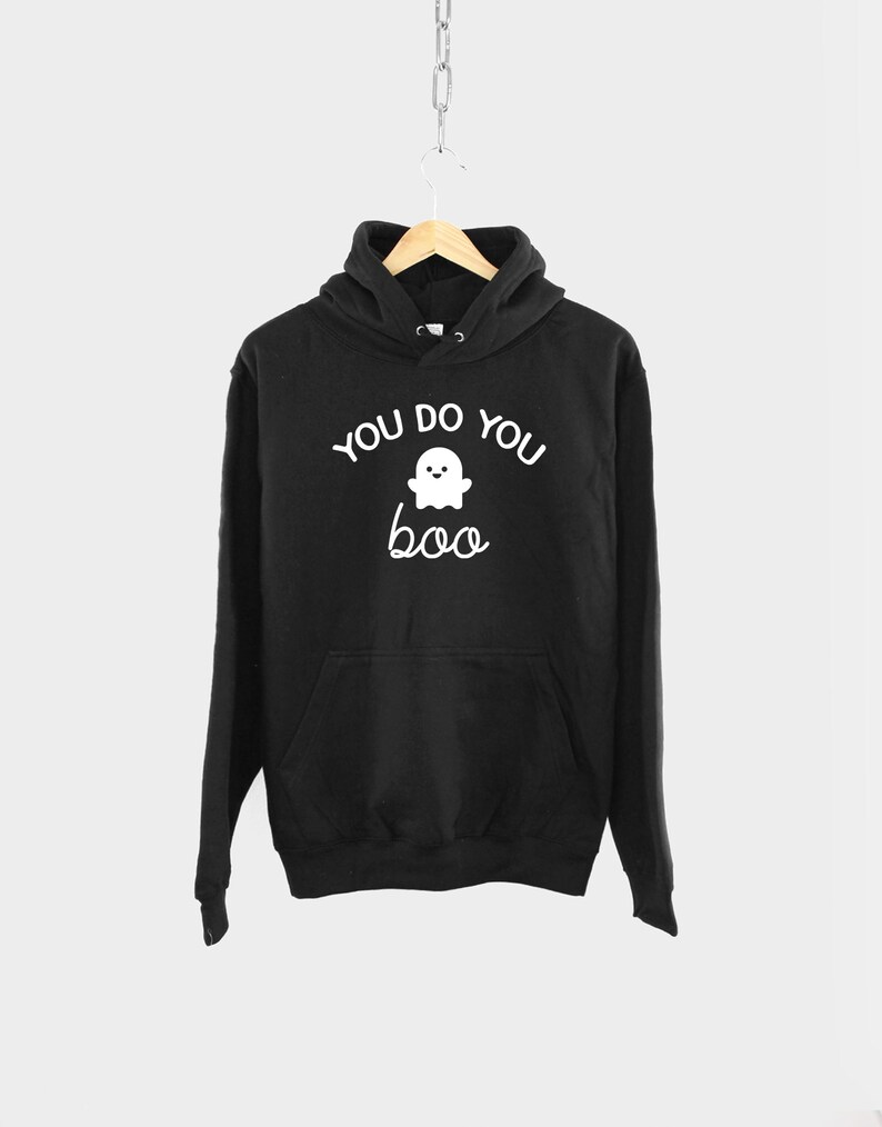 May include: Black hooded sweatshirt with a white ghost graphic and the text "You do you boo".