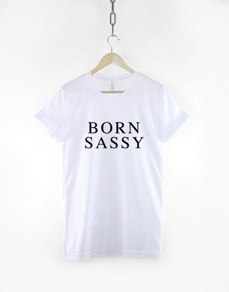 T-shirt met slogan voor meisjes: Born Sassy Diva-statement, zacht ringgesponnen katoenen T-shirt afbeelding 2