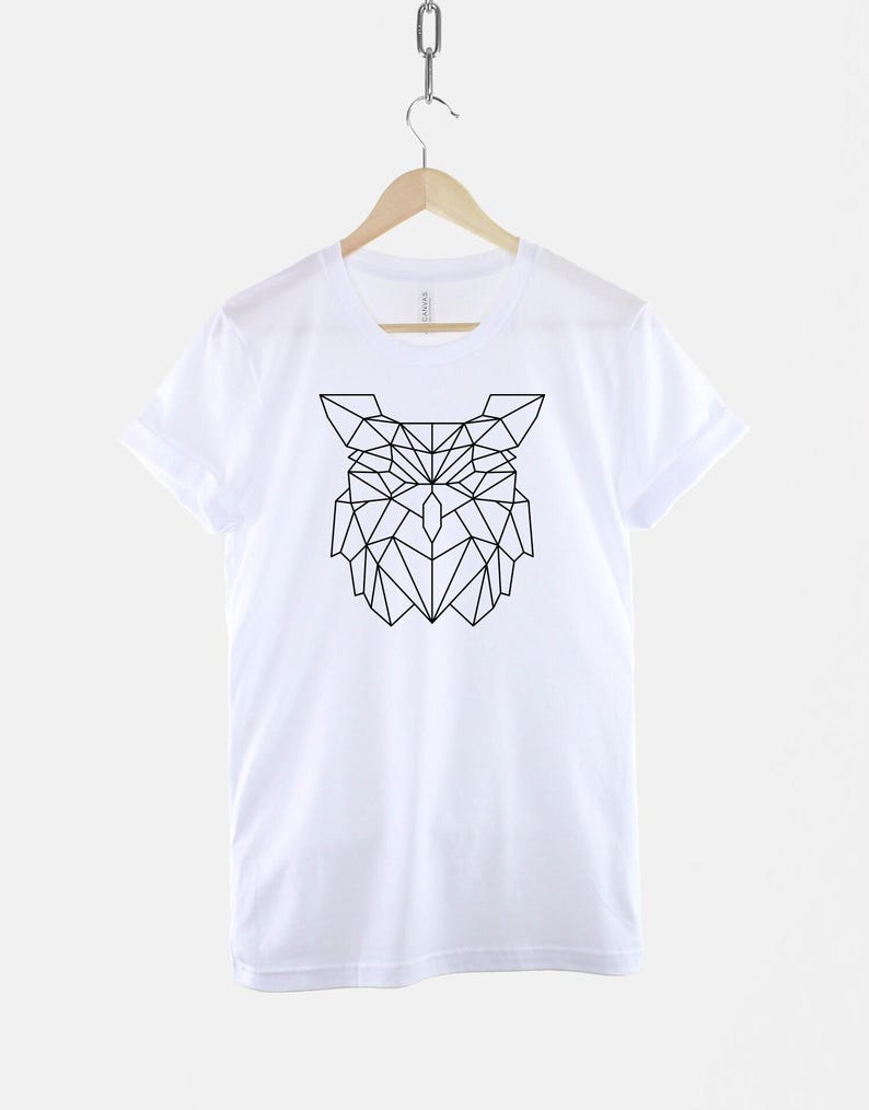 Camiseta de búho geométrico: estampado animal moderno, suave algodón imagen 3