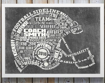 PERSONALIZED FOOTBALL Coach Gift - Football Helmet Artwork - Football End Of Season Gift - Football Mom last minute christmas gifts