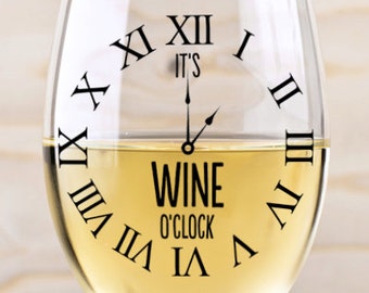 Wein Glas SVG - Wein O'clock SVG-Dateien für Silhouette - Wein SVG - schneiden Dateien - Wein Glas Aufkleber - lustige Svg - Cricut Design WeinLiebhaber