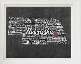 Personalized Family Name Sign - NEBRASKA Gift - Nebraska State Sign - Nebraska Artwork - Nebraska Wall Decor -Nebraska Artwork Nebraska Sign