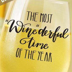 Wijn glas decal-wijn SVG-de meest WINEderful tijd van het jaar SVG-Kerstmis SVG-vakantie SVG-bestanden voor silhouet-circuit SVG