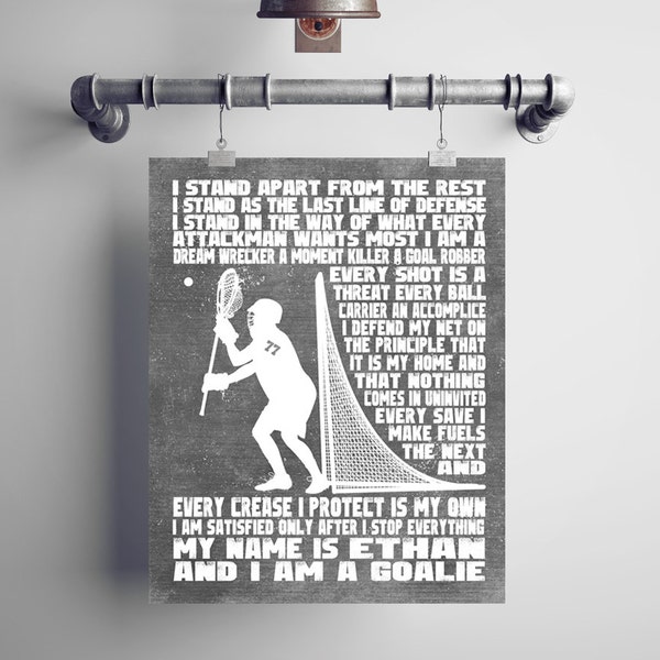 LACROSSE GOALIE Gift - Personalized Lacrosse Gift - Lacrosse Mom - Lacrosse Coach Gift - Goalie Gift - Lacrosse Goalie Wall Decor Lax Goalie