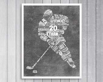 PERSONALIZED HOCKEY Gift- Hockey Coach Gift - Hockey Wall Art - Printed or Printable - Hockey Decor - Hockey Mom - Hockey Senior Gift