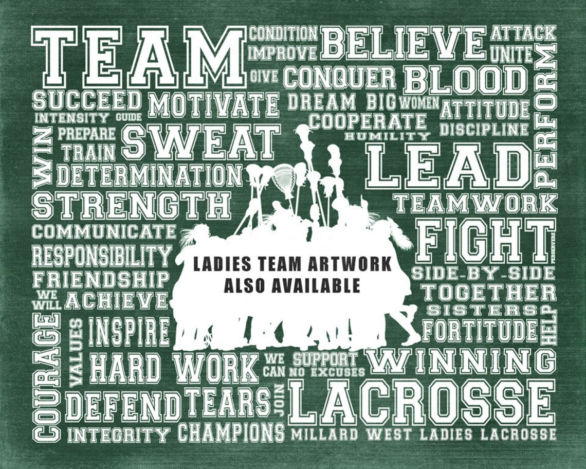 Personalized Team LACROSSE Word Art Add your team name Etsy
