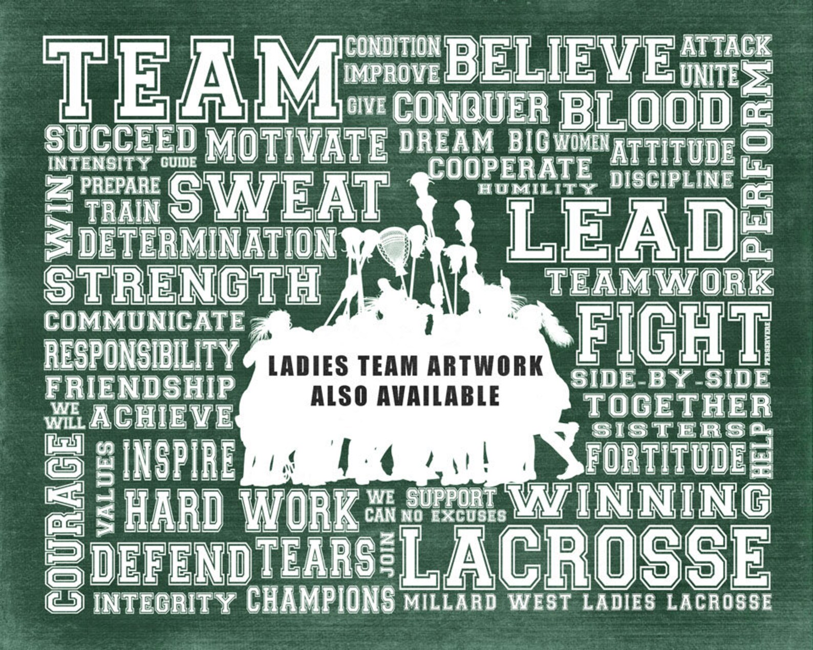 Personalized Team LACROSSE Word Art Add your team name Etsy