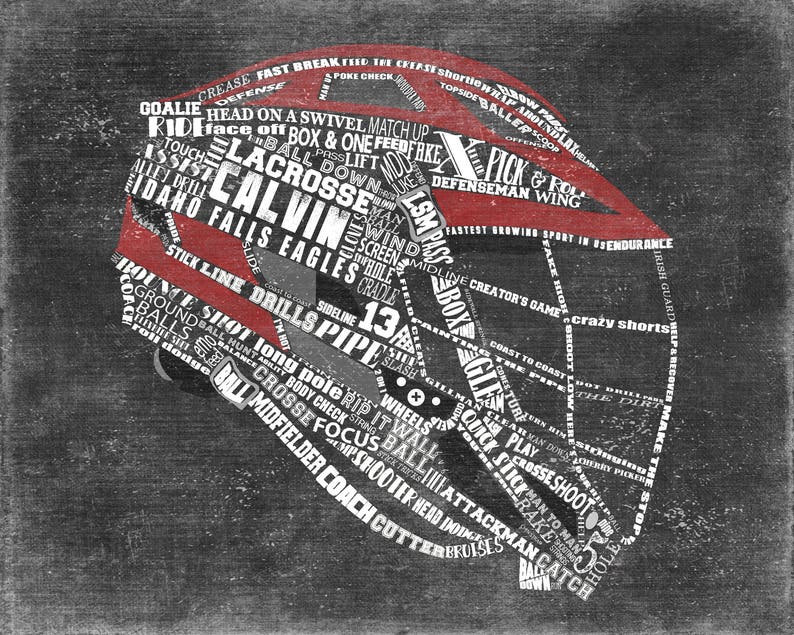 LACROSSE Team Gift PERSONALIZED Lacrosse Helmet Artwork Etsy