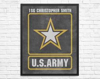 Regalo di pensionamento militare - Regalo di pensionamento dell'esercito - Opera d'arte personalizzata dell'esercito degli Stati Uniti - Regalo dell'esercito degli Stati Uniti - Regalo del soldato - Decorazione murale dell'esercito - Arte dell'esercito degli Stati Uniti