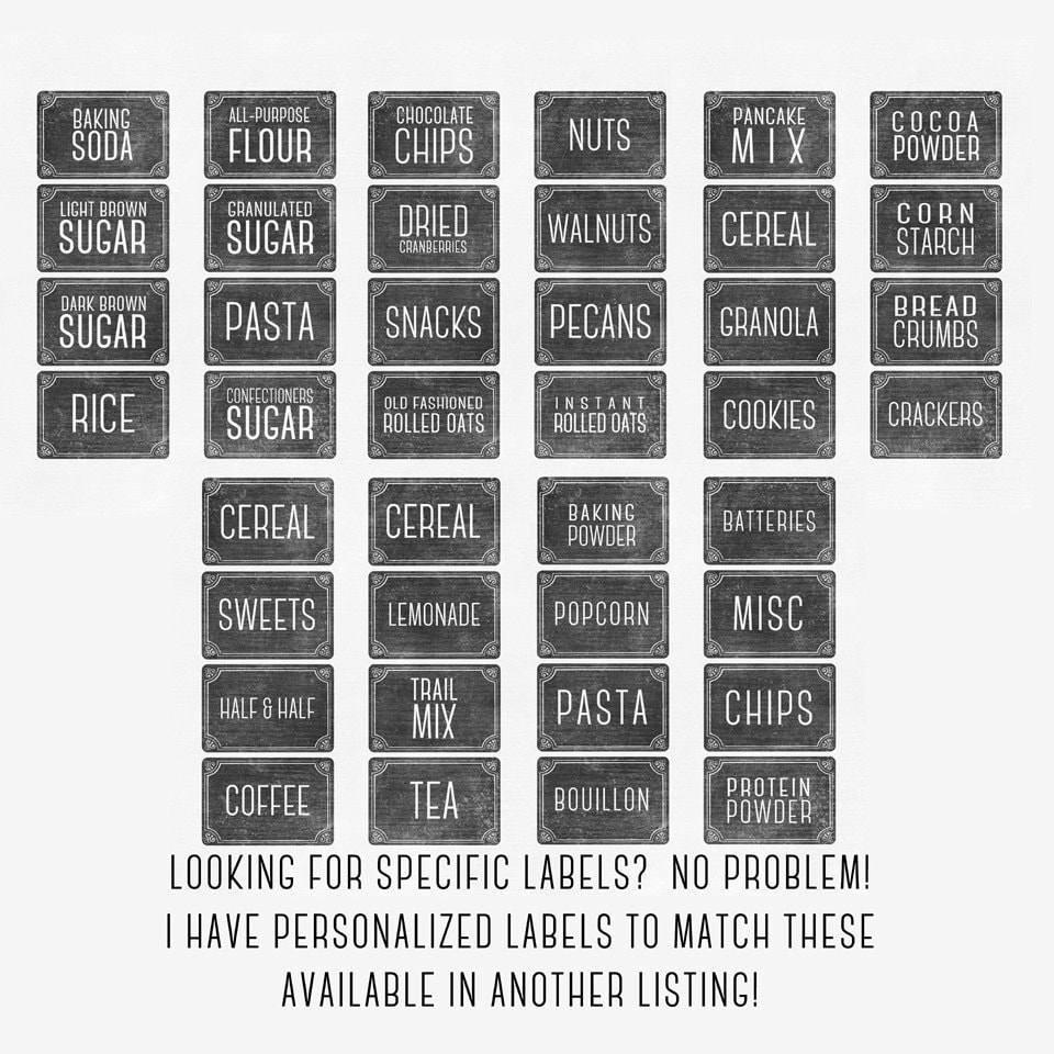 kitchen labels printable chalkboard pantry labels kitchen etsy