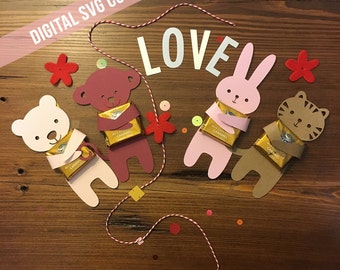 Valentine SVG - Candy Hugger - Valentinstag SVG - DIY Valentinstag Geschenk - Candy Halter - Silhouette SVG Cutting-Dateien - Kinder Valentinstag Geschenk