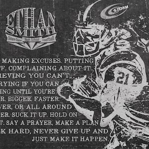 PERSONALIZED FOOTBALL Artwork - Add Player or Coach&#39;s Name, Team Name,  and Jersey number! Perfect Gift for a football player or coach!