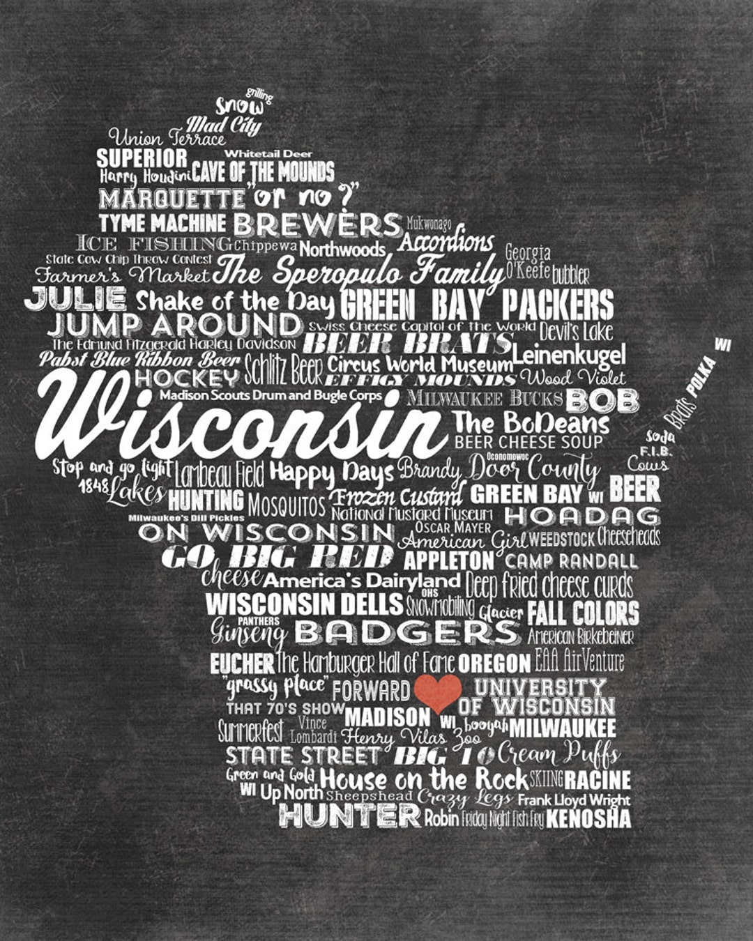 PERSONALIZED Wisconsin Wall Decor - Family Name Sign - Wisconsin State ...