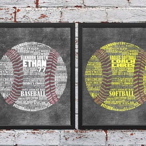 BASEBALL Gift - SOFTBALL Gift - PERSONALIZED Baseball Coach Gift - Softball Coach Gift - Baseball Wall Art - Softball Wall Decor - Team Gift