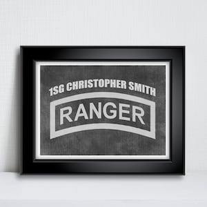 US Army RANGER Chalkboard Artwork - Personalized Artwork to Show Your Soldier Just How Proud You Are! Rangers, Army Ranger, Ranger Tab