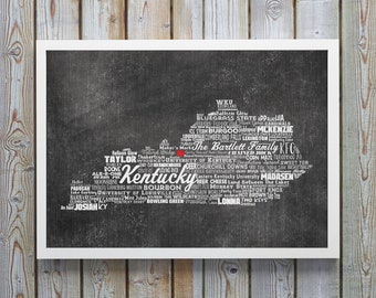 Personalized Family Name Sign - KENTUCKY Gift - Kentucky State Sign - Kentucky Artwork - Kentucky Wall Decor -Kentucky Artwork Kentucky Sign