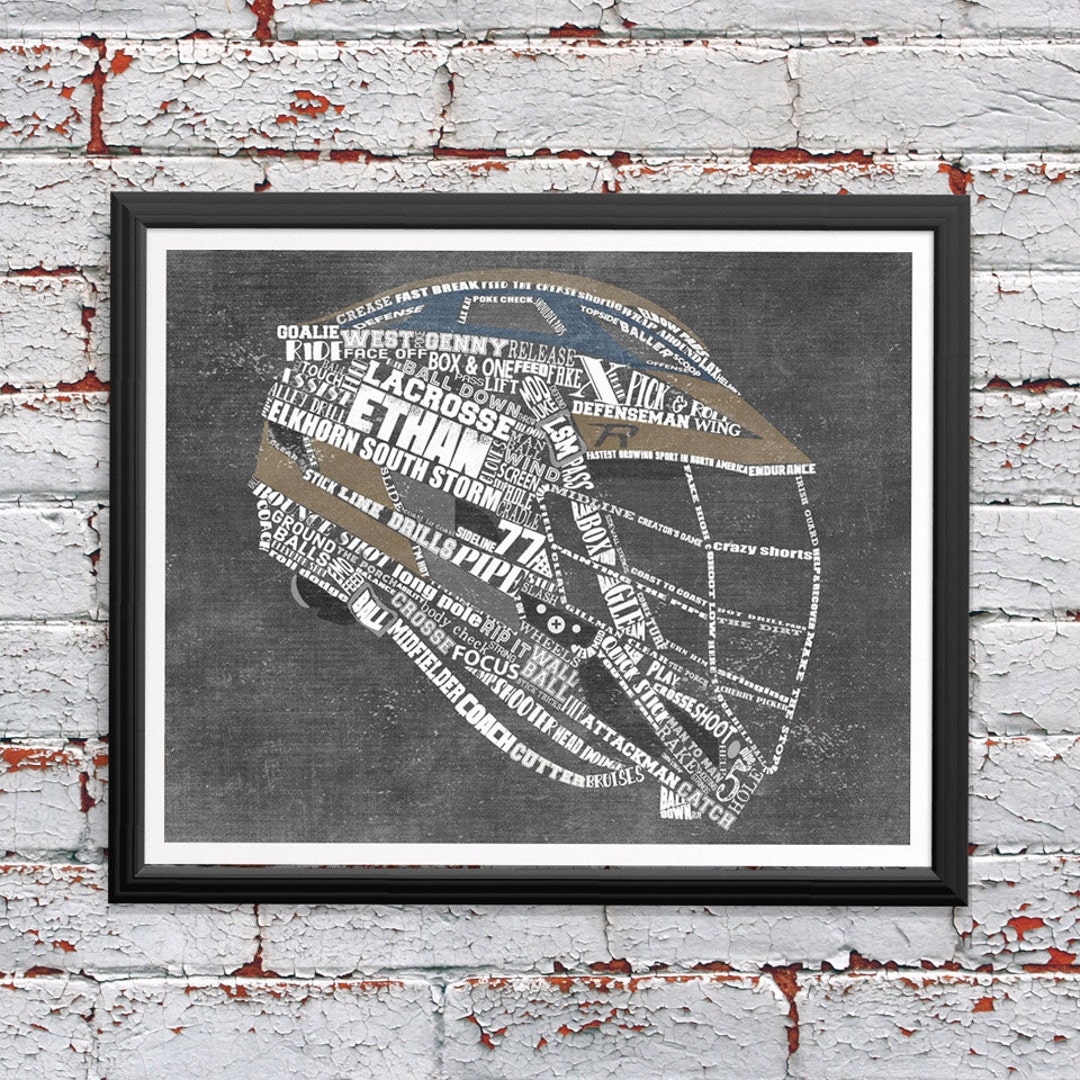 LACROSSE Team Gift PERSONALIZED Lacrosse Helmet Artwork Lacrosse Coach